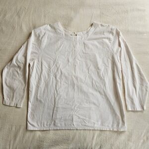 Deva Lifewear Cream Long Sleeve Button Back Blouse Minimalist Top Size XL